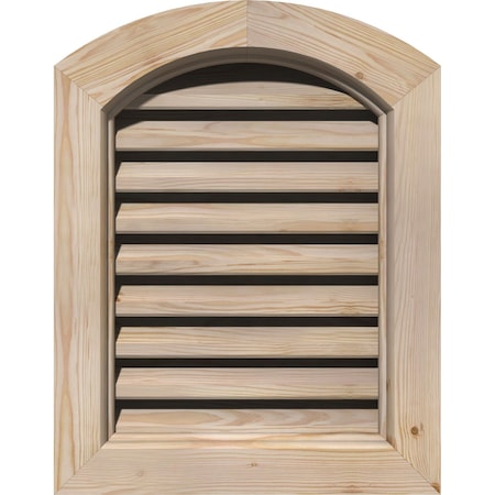 Arch Top Gable Vent Unfinished, Functional, Pine Gable Vent W/ Brick Mould Face Frame, 12W X 28H